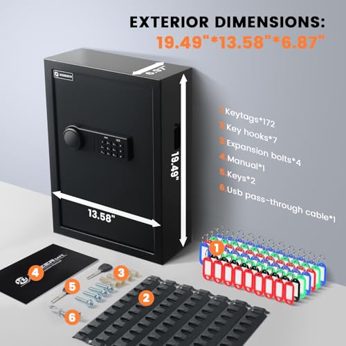XDeer 172 Key Lock Box Wall Mount with Code & WiFi, Combination Lockbox