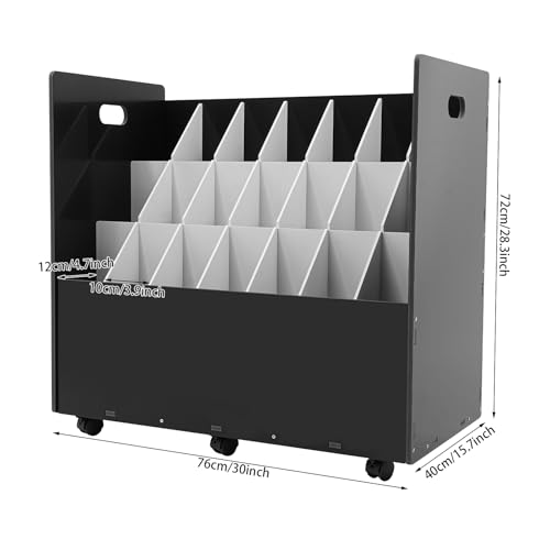 YUYFCC 21 Slots Blueprint Holder Rolling File Cart Mobile Roll File Storage Rack Modern Files Organizer Cabinet with Lockable Wheels for Home Office Studio (Black)