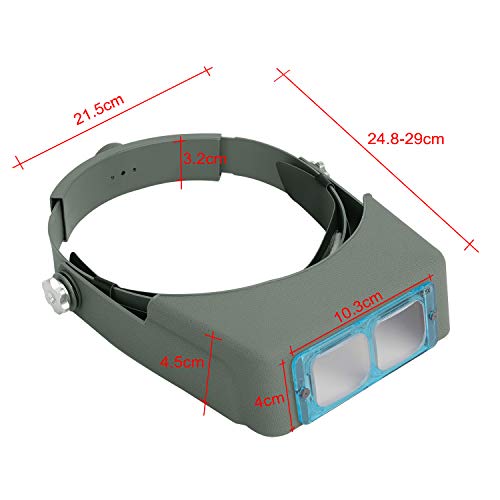 Headband Magnifier with Double Lens Head Mounted Magnifier Jewelers Jewelry Visor Optical Glass Binocular Magnifier Hands-Free Reading Magnifying Glasses for Watch Repair,Crafts - 1.5X,2.0X,2.5X,3.5X
