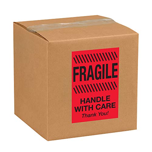 Tape Logic Aviditi Tape Logic 4" x 6","Fragile Handle with Care" Fluorescent Red Warning Sticker, for Shipping, Handling, Packing, and Moving (1 Roll of 500 Labels)