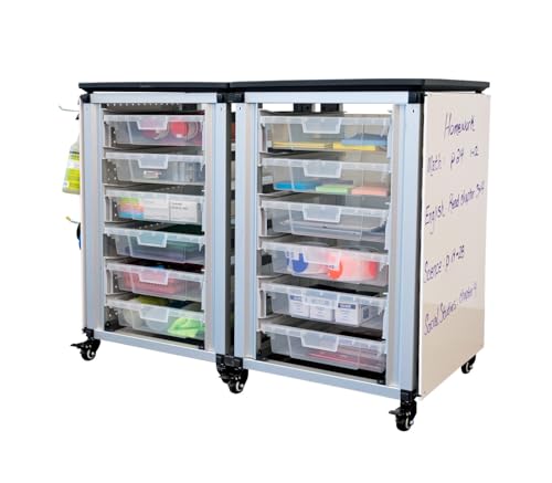LUXOR MBS-STR-21-12S Modular Classroom Storage Cabinet - 2 Side-by-Side modules with 12 Small Bins