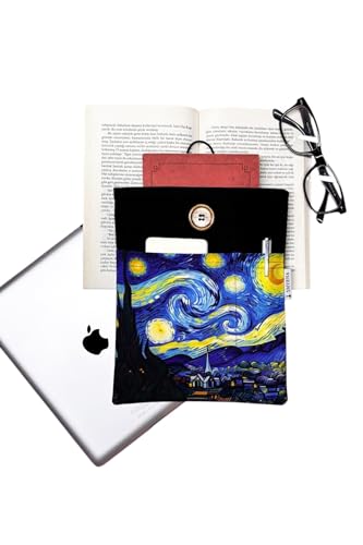 Book Cover/Book Bag - Starry Night Van Gogh Design, Black - Protective Sleeve for Novels and E-Readers