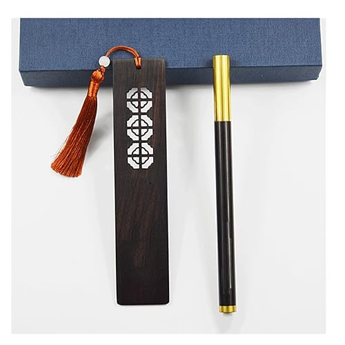 YMGSCC Hollowed Out Four Mahogany Set Gift Box Classical Beauty with Literary Bookmark Pen