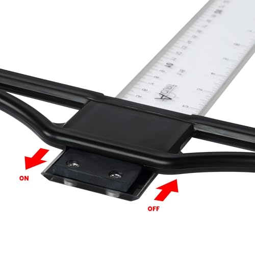 Acurit Detachable T-Square 24" with Clear Acrylic Blade, Precise 90° Angle, Dual Inking Edges, Inch/Centimeter Markings, Beveled Edges, T Square Ruler with Protective Cloth Carrying Case