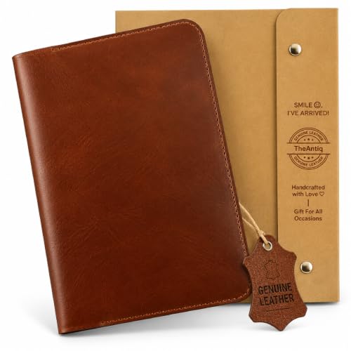 TheAntiq A5 Leather Journal 5.75x8.25 inch - Refillable Journal Cover for Large Moleskine, Leather Handmade Notebook A5 Cover Large Leather Journal for Professionals