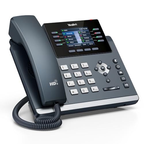 Yealink SIP-T44W-PSU – 1301213 - WI-Fi IP Phone - Power Adapter Included -12 VoIP Accounts. 2.8-Inch Color Display. Dual-Port Gigabit Ethernet, PoE