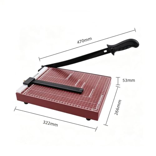 Mavoli A4 Wooden Panel Guillotine Paper Trimmer, Heavy‑Duty 12‑Sheet Cutting Capacity with Safety Blade Lock, Gridded Base Paper Cutter for Photos, Cardstock, Magazines, PVC and Regular Copy Paper