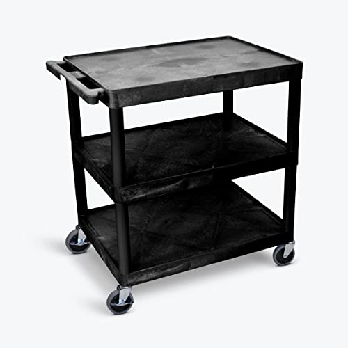 LUXOR HE40-B Utility Cart - 3 Shelves Structural Foam Plastic