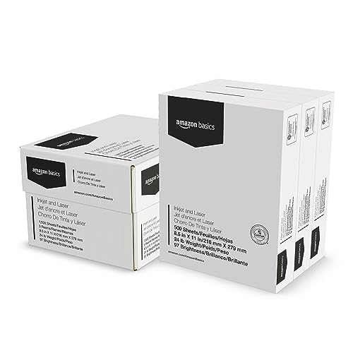 Amazon Basics Multipurpose Copy Printer Paper, 8.5 x 11 Inches, 24 lb Weight, 97 Bright White, 1500 Sheets (3 Packs of 500), for Inkjet and Laser