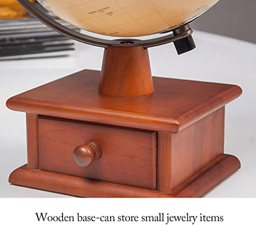 POCHY Practical Globe Illuminated World Globes Raised Relief Geographic Globes Learning Educational Globe Wooden Base Globes for Home Decoration Beautifully Decor