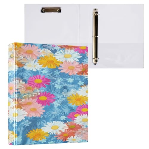 Xpdkjwd Quiet Beautiful Chrysanthemum 3 Ring Binder Can Hold 200 Letter Size Binders, Suitable for Home, Office, Dormitory, 2Pcs