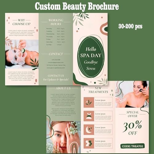 Custom Brochures for Business,Double-Sided Printing Tri-Fold Glossy Paper,3 Sizes,30-200 pcs,Perfect for Businesses & Events,Upload Your Image/Logo Design.