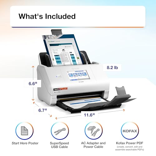 Epson RapidReceipt RR-620W Wireless & USB High-Speed AI & Cloud Ready Desktop Color Duplex Receipt & Document Scanner for Mac & PC, up to 45 ppm, 4.3" Color Touchscreen, 100-Page Auto Document Feeder
