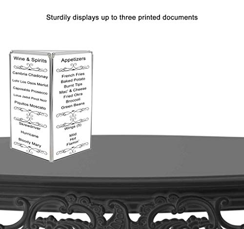 Marketing Holders 20 Pack Sign Holder 3 Sided Menu Ad Frame Holds Three 5" x 7" Counter Sales Flier Specials Display Stand Multi Panel Table Tent Printed Flyers Advertising Display for Restaurants