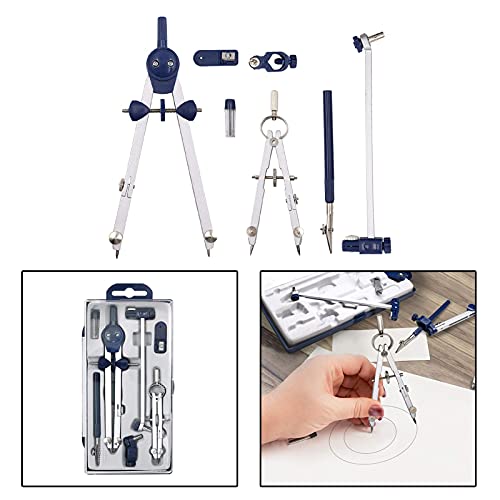 DUHTFCY Geometry Set Stainless Steel Multifunctional Drafting Drawing Compass Math Geometry 7pcs/Set Circles Tool Durable Stationery Supplies Compass Set