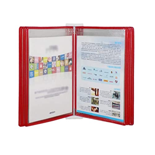 GFSGHZZ Wall Mount Catalog Display Rack - Wall Mount Reference and Display System, with 10 Display Pockets Wall Mount Reference System, 20 Sheet Capacity Universal Pockets, A4 Size,Red