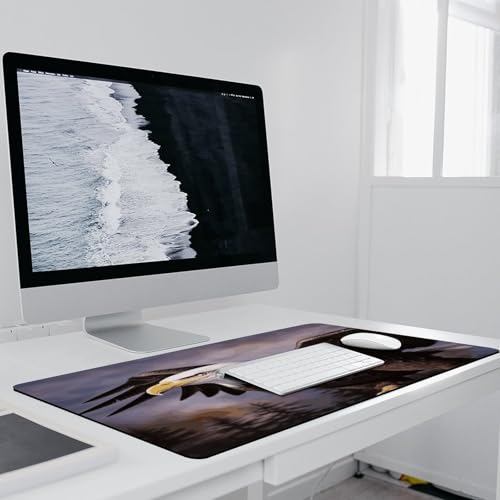 Bald Eagle Locked Edge Desk Mat & Mouse Pad Premium Rubber Desk Protector Large Size for Laptop/Keyboard Multi-Size Optional for Home Office Internet Cafe
