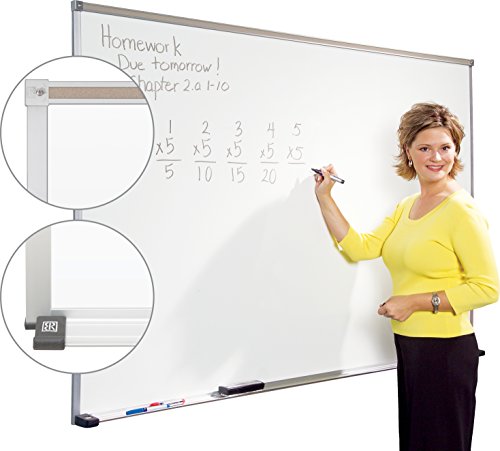 Best-Rite Classroom Deluxe Porcelain Steel Dry Erase Whiteboard, 3 x 5 Feet Magnetic Markerboard with Aluminum Trim & Map Rai (202AE-25)