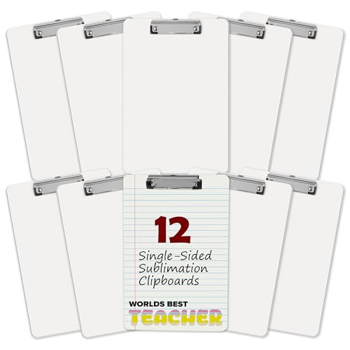 UNISUB One-Sided Sublimation Clipboard, 9" x 12.5" – Case of 12 MDF Clipboards with Premium Unisub Coating – Sublimation-Ready Blank for Personalized Gifts, School, Office & Branded Supplies
