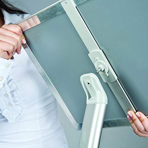 M&T Displays Curved Menu Board, 8.5x11 inches Silver Pedestal Sign Holder Floor Standing Aluminum Front Loading Easy Open Poster Message Advertisement Holder for Restaurant Cafe Hotel (2-Pack)