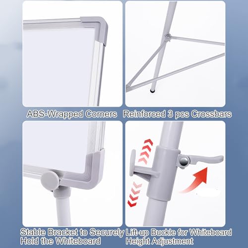 TRUNXUCL Dry Erase Board Double Sided, Standing Whiteboard, Magnetic White Board with Stand, Tripod Height Adjustable(Green,70x100cm/27.5x39in)