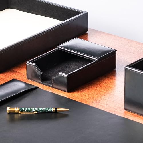 Dacasso Black Bonded Leather 4" x 6" Memo/Note Holder for Desktop or Boardroom - Executive Decor & Office Organization Essential