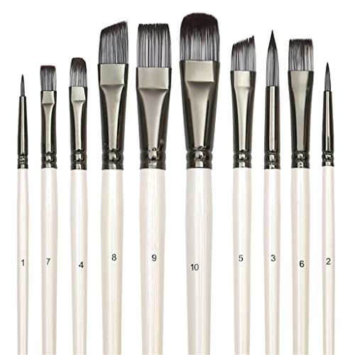 UOHLCX HBJWOV Paint Brushes Set for Art Oil Watercolor Artist Canvas Synthetic Nylon Tips 10 Pack