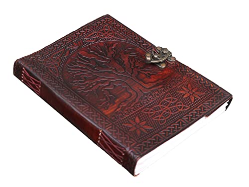 jaald 8" Blank Leather Journal large diary travel writing pad sketch book gift for kids school notebook fancy journal without lines with Clasp lock