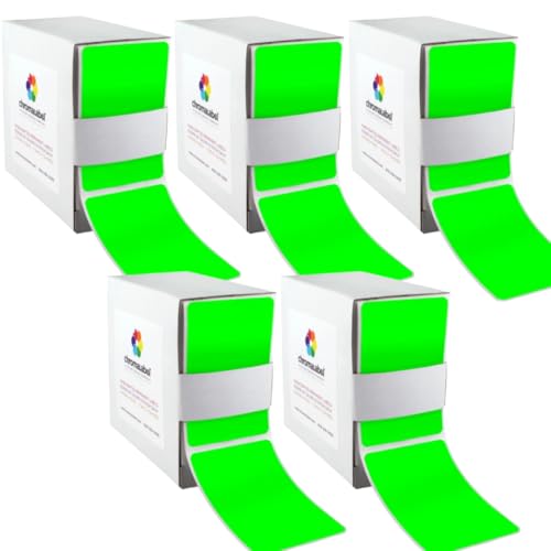 ChromaLabel 2" x 3" Fluorescent Green Rectangle Labels, 250/Box, Case of 5