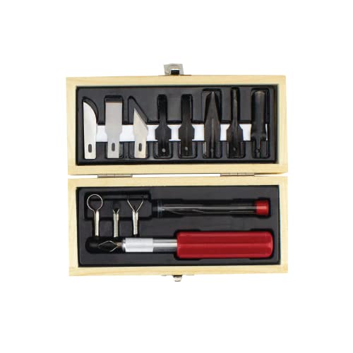Excel Blades 14-Piece Woodworking Set, K5 Handle, Wooden Storage Case