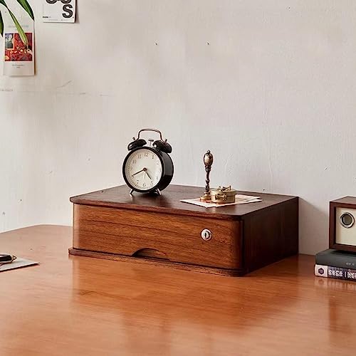 ELUKHT Desktop File Cabinet - Solid Wood Storage Box, Flat File Cabinet Storage, Desktop Drawer Cabinet with Lock, 1/2/3/4 Tier Wooden File Cabinet/Desktop Storage Cabinet/Data Cabinet (D 1 Drawer)