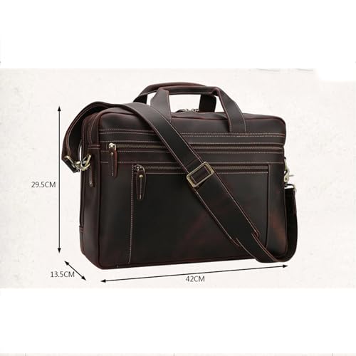 NUHSLF Leather Messenger Bag for Men Genuine Leather Briefcase 17inch Laptop Messenger Bags for Men Business Travel Case Shoulder Bag