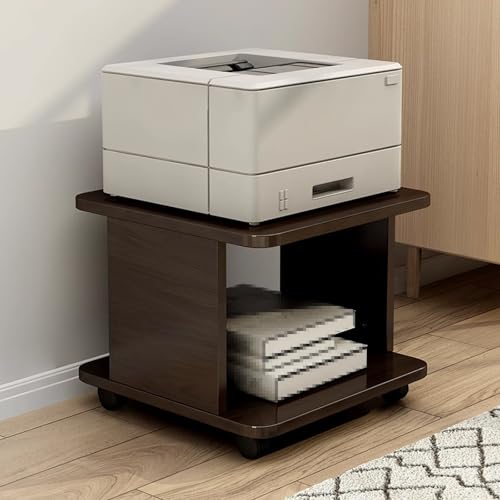 YHdtUO Printer Stand with Movable Rubber Wheels and Storage, Mobile File Cabinet for Home Office, Thickened Board Design, Compact Size (White 40 * 40 * 28cm)，White-40 * 40 * 28c，White-40 * 40 * 28cm