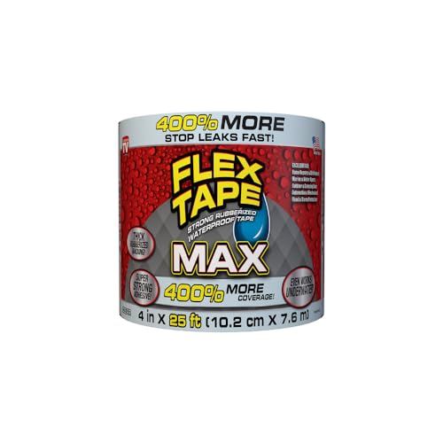 Flex Tape Strong Rubberized Waterproof Tape, Clear, 4 in x 25 ft, 1-Pack