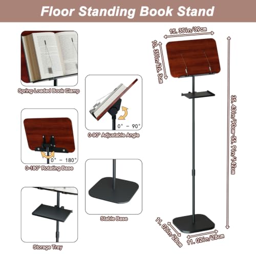 Harlotine Floor Book Stand for Reading, Height Adjustable 33.46"-64.96"