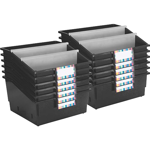 Really Good Stuff 12-Pack Black Picture Book Classroom Library Bins