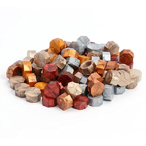 MLLXUXANCC 100pcs Retro Octagon Wax Seal Beans Stamp Beads for DIY Vintage Craft Wedding Envelope Wax Seal Ancient Sealing Wax Stamp Making