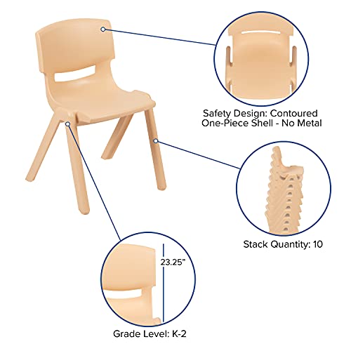 Flash Furniture Whitney 2 Pack Natural Plastic Stackable School Chair with 13.25" Seat Height