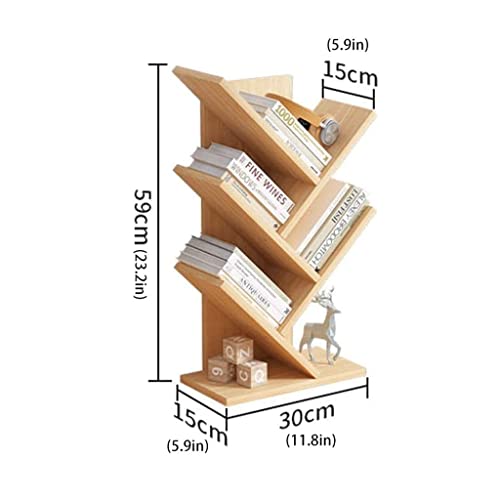 UINGBPXT Bookcase 5-Tier Tree Desktop Bookshelf Wood Desk Organizer Free-Standing Display Shelf Rack Corner Desktop Bookcase for Office Supplies High Capacity