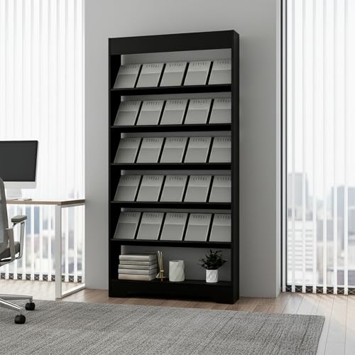 LHIUGE 4-Layer Brochure Display Rack,Freestanding Wooden Magazine Rack,Standing Literature Display Rack Brochure Holder for Home, Office, Retail Display