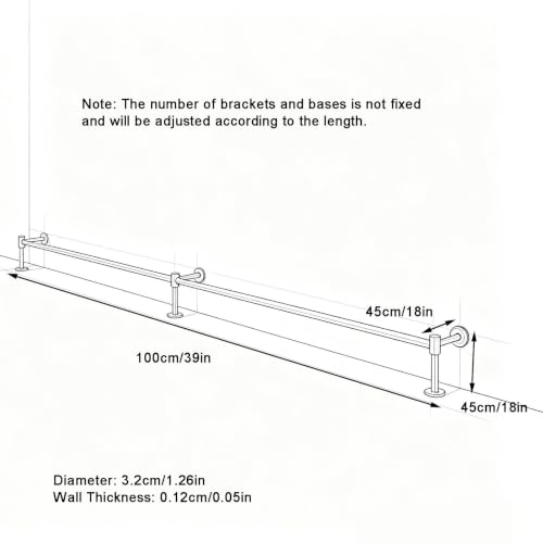Bar Foot Rails, Floor-Standing, 304 Stainless Steel, Ergonomics