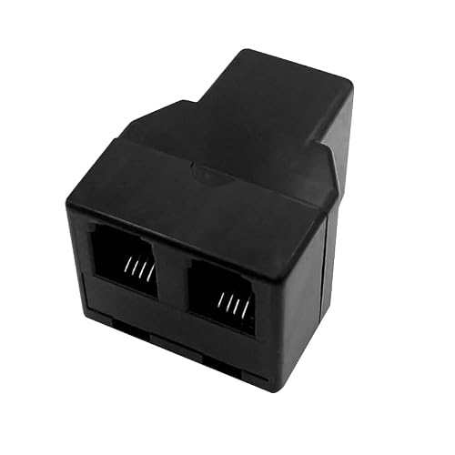 Coorle Telephone Adapter 3 Way Connector Jack RJ9 4P4C Female Phone Landline Extender and Splitter Work for Fax Machine，VDSL Black-10PCS/bag