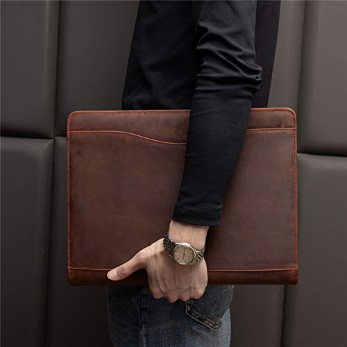 Personalized Leather 3 Ring Binder Portfolio with Front Pocket