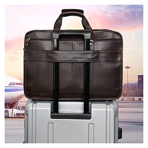 LLzyx Leather Briefcase for Men 15.6inch Laptop Bag Office Messenger Business Travel Computer Shoulder Handbag Briefcase
