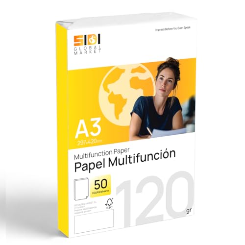 A3 Paper 120 g, Printer Paper for Laser and Inkjet Printers, White Paper for Printing, Writing or Drawing, DIN A3 297 x 420 mm, Paper Package for Office and Home - SIDI (120 g, 50 Sheets)