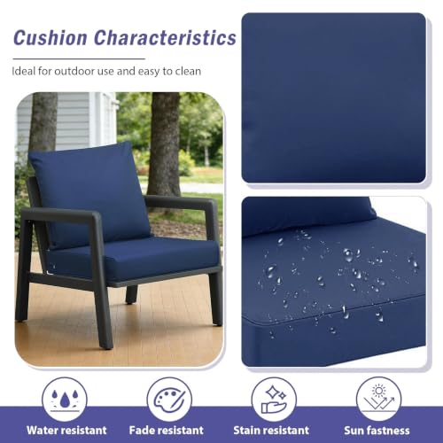 Ojtuyht 2 Set Garden Dining Chair Cushion, High Back Seat Cushion Watertight Removable with Backrest Hidden Zipper, for Beach Outdoor Backyard Lawn(H,2 pcs 21 5/8" x23 5/8")