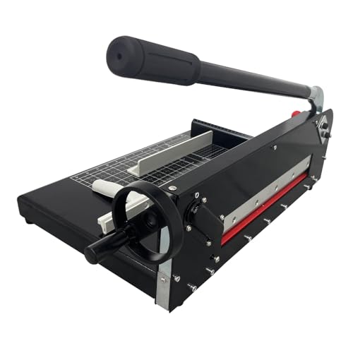 EQCOTWEA Manual Stack Paper Cutter, Max 12.2inch A4 Cutting Width Guillotine Paper Trimmer, 0.02inch-1.58inch(0.5-40mm) Cutting Thickness with Gridlines Metal Base Desktop Stack Cutter Black Color