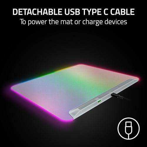 Razer Firefly V2 Pro Fully Illuminated RGB Gaming Mouse Mat, Phantom White