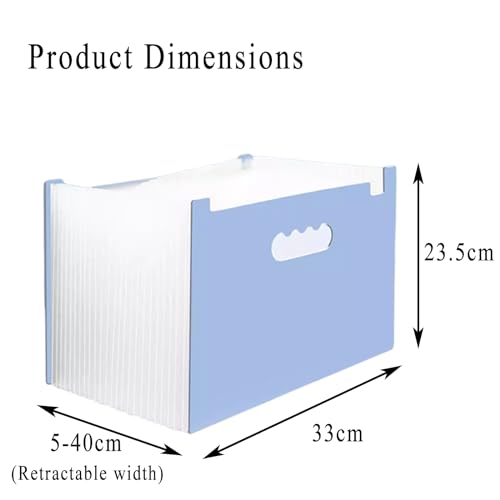 Folders,File Organiser, 2 Pcs A4 Desktop Expanding File Organiser,25 Pockets Expandable File Holder Portable Desk Storage Folder Box/a(K Blue)