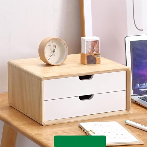 HSTBLEOO Multi-Layer Drawer Storage Box, Solid Wood Flat File Cabinet, A4 Treatment Storage Cabinet For Home Desktop Office(B,2 layers)